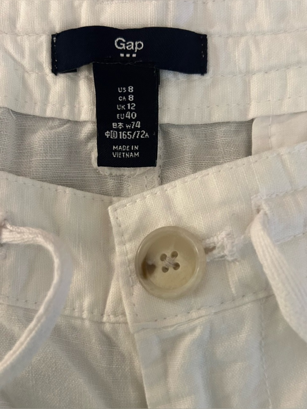 Gap Women's Optic White Linen & Cotton Cuffed Shorts Size 8 Excellent Condition - Picture 6 of 9